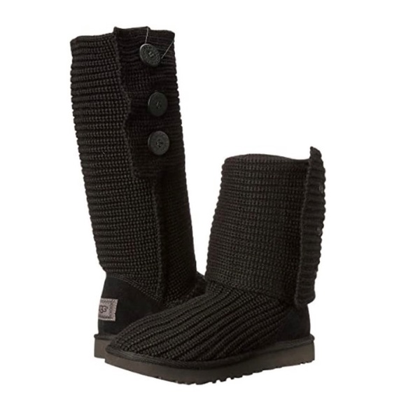 UGG Classic Cardy Sweater Boots Black Size 8 - Picture 2 of 16